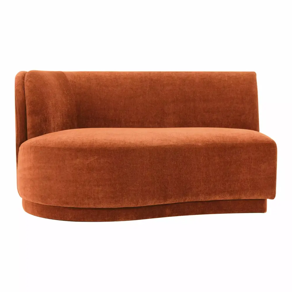 Moe's Home Yoon 2 Seat Left Chaise Fired Rust JM-1017-06 Contemporary Design