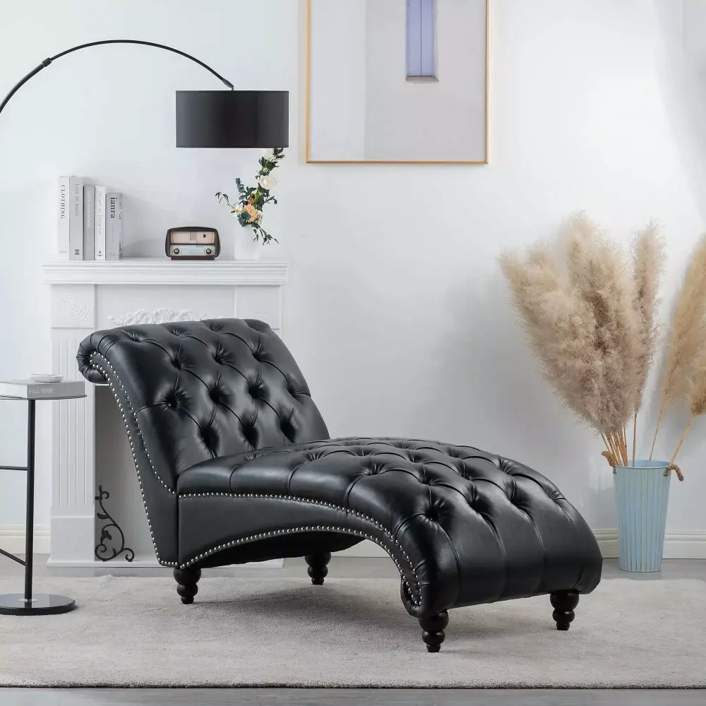 Tufted Armless Chaise Lounge for Comfortable Living Room Seating