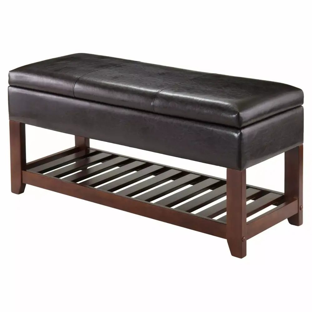 Winsome Wood Monza Storage Chest Bench in Espresso and Walnut