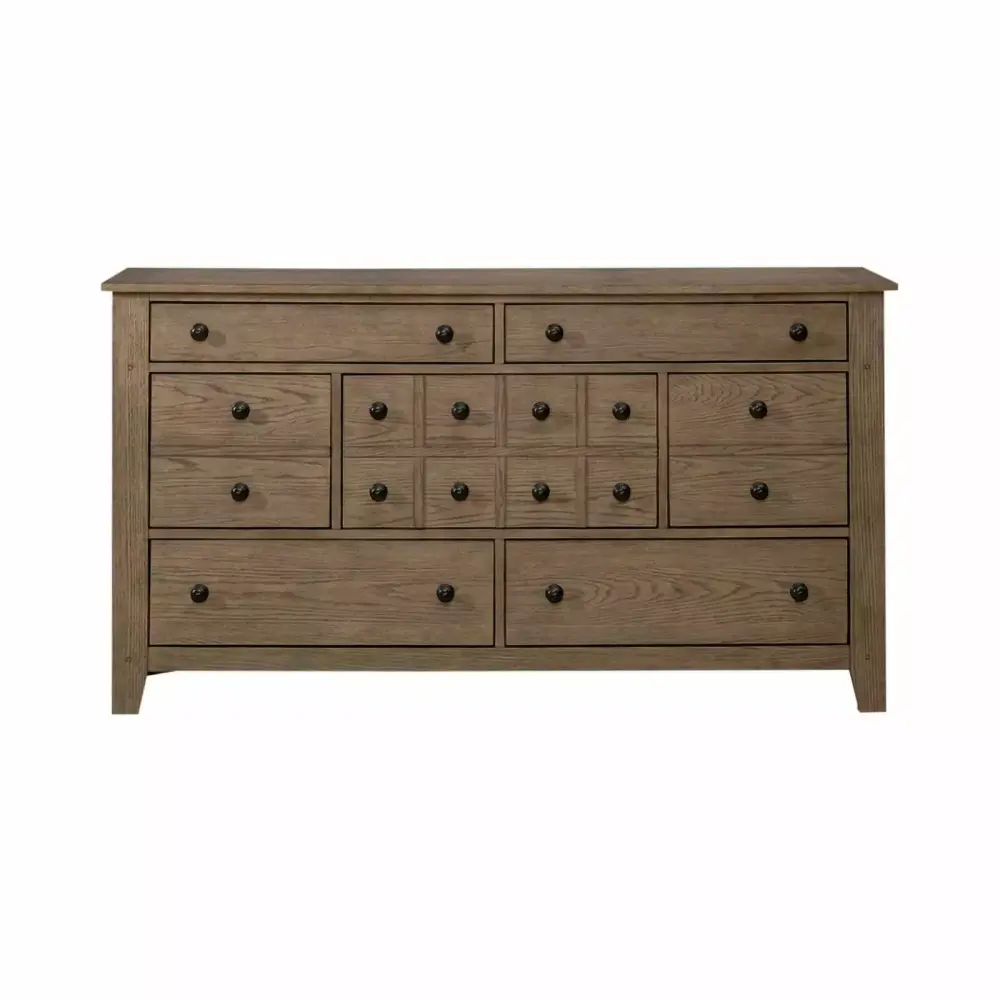 Grandpas Cabin 7 Drawer Dresser Sandstone Wooden Chest of Drawers for Bedroom Living Room