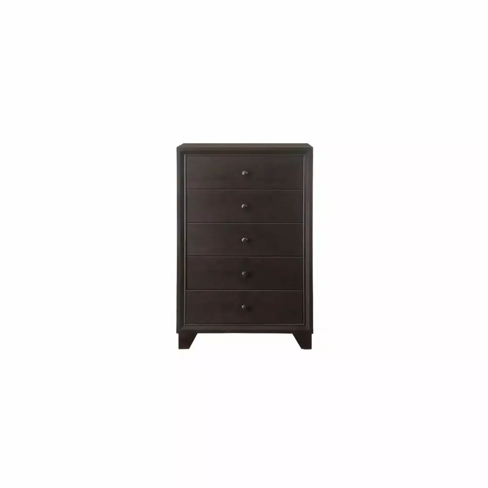 Benzara Wooden Chest with 5 Spacious Drawers Espresso Brown 47.28x16.38x30.51 Inches