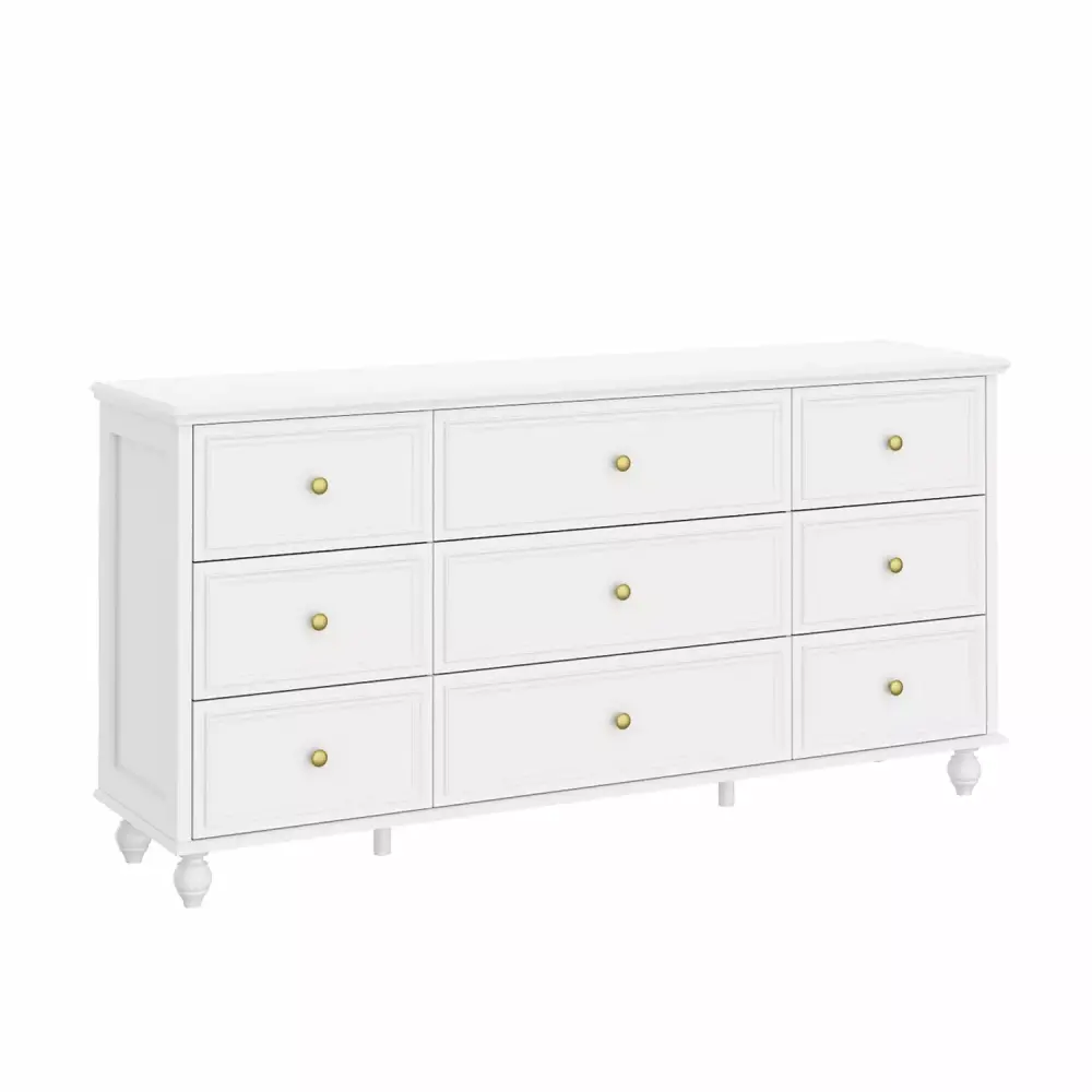 FUFU&GAGA 9 Drawer Dresser for Bedroom 63 Wide Dresser Arranger Chest of Drawers for Nursery White