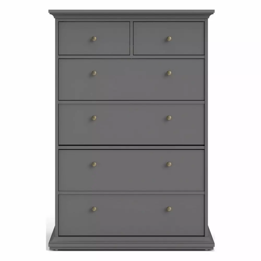 Maison Park 6 Drawer Chest in Black Lead Color for Bedroom Storage