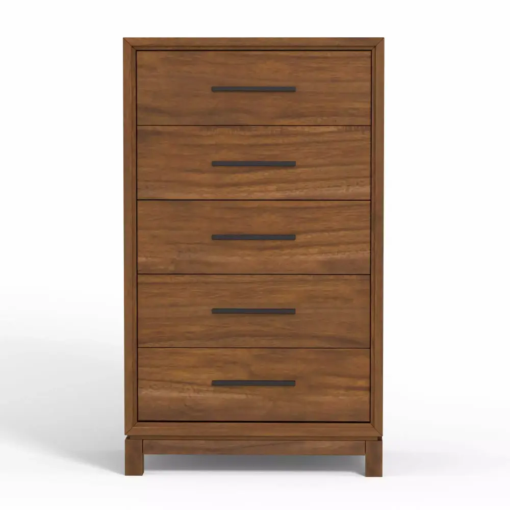 Origins by Alpine Nova 5 Drawer Chest in Honey Maple - Brown Wooden Bedroom Furniture