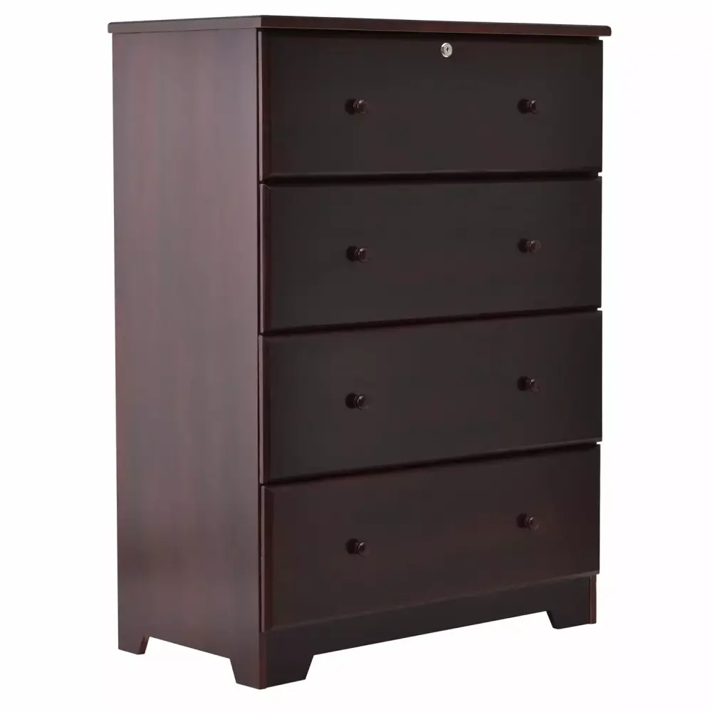 Woodpeckers Furniture Isabela Gatherion 4 Drawer Chest Dresser in Mahogany - Solid Pine Wood