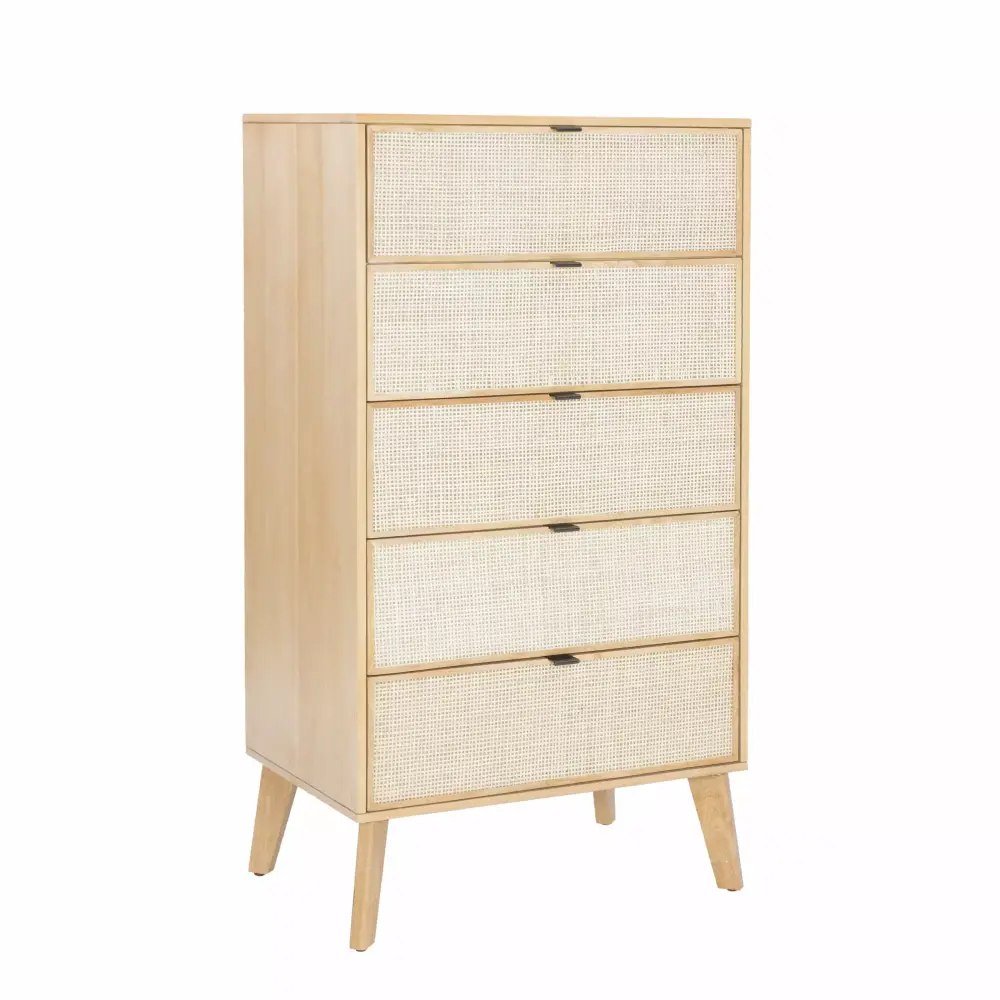Powell Beelner 5-Drawer Chest with Natural Cane Front