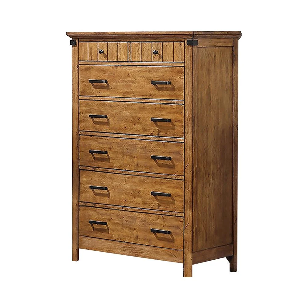 Brenner 7-drawer Chest Rustic Honey - Wooden Storage Chest for Bedroom
