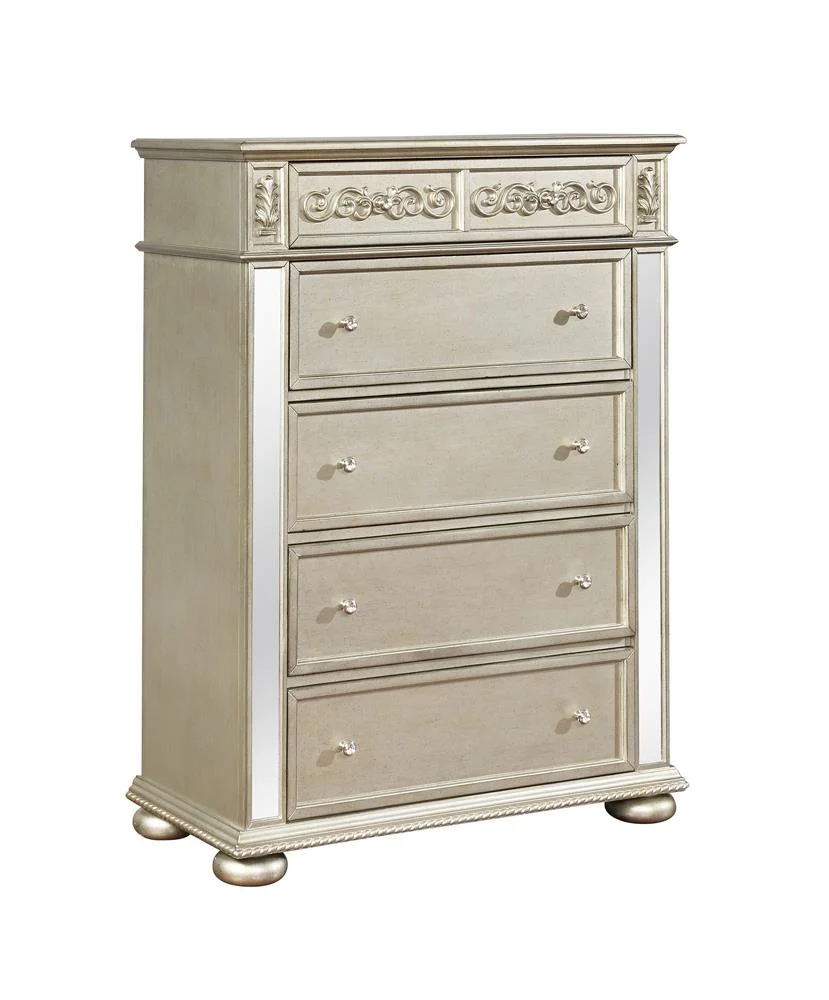 Heidi 5-drawer Chest Metallic Platinum - Modern Bedroom Chest