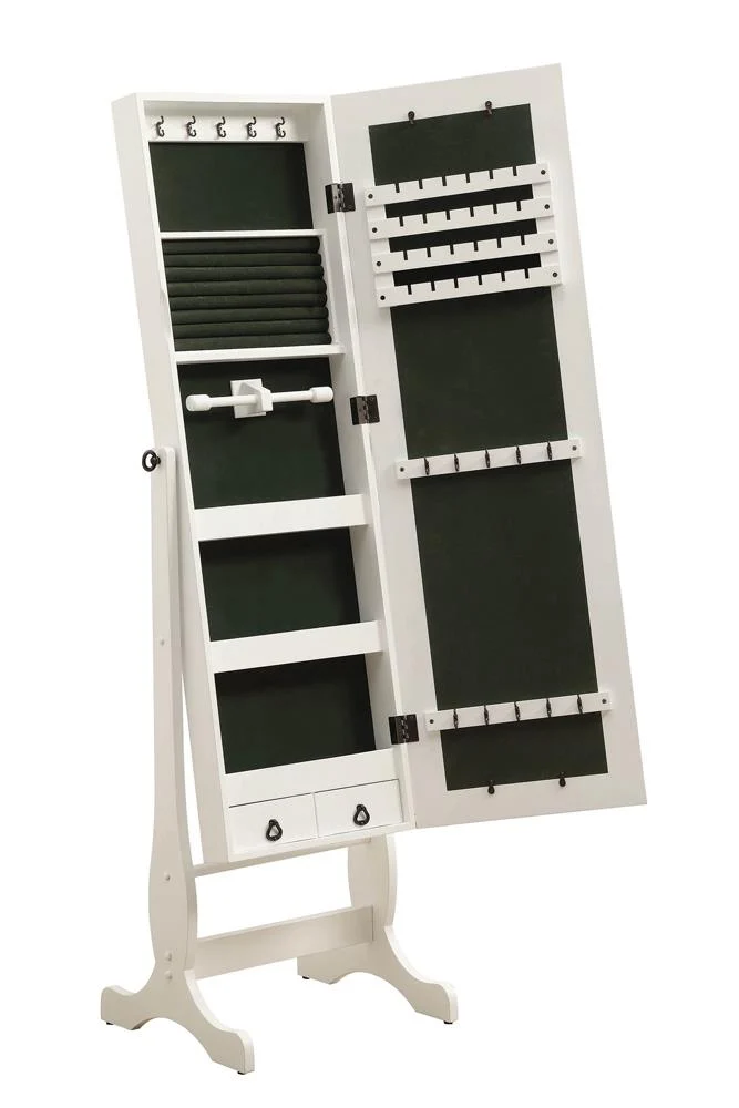 Batista Jewelry Cheval Mirror with Drawers White Vanity Mirror