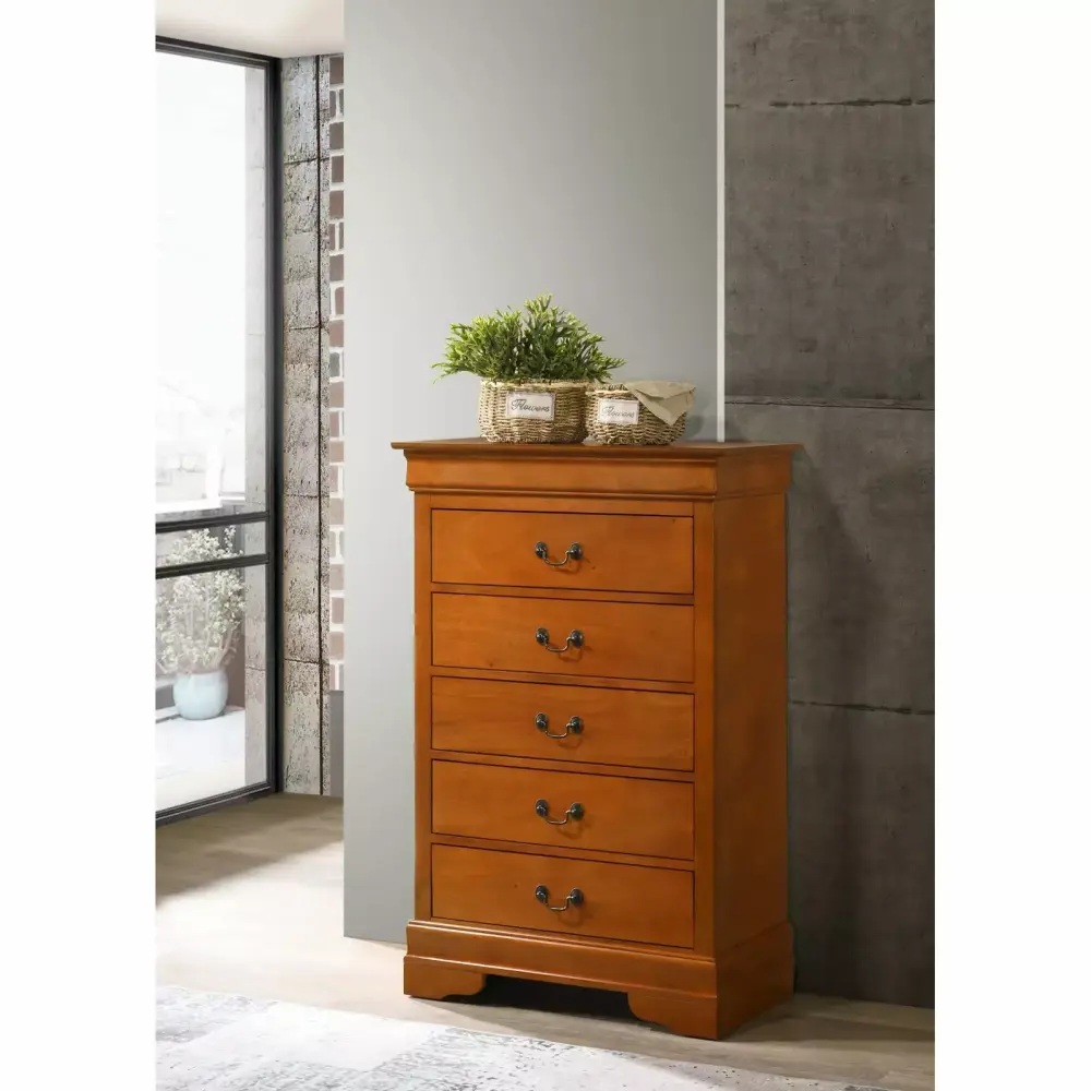 Miekor Furniture LouisPhillipe Chest in Oak Finish Model G02160-CH