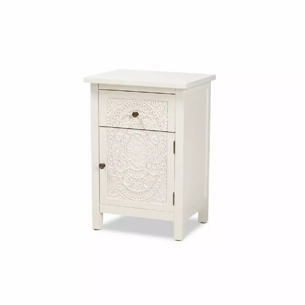 Baxton Studio Lambert Traditional White Wood 1-Drawer Nightstand Timeless Design