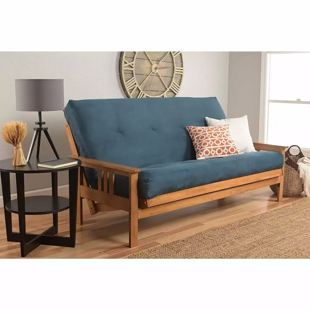 Maykoosh Classic Comfort Queen Futon Frame with Butternut Finish and Suede Navy Mattress