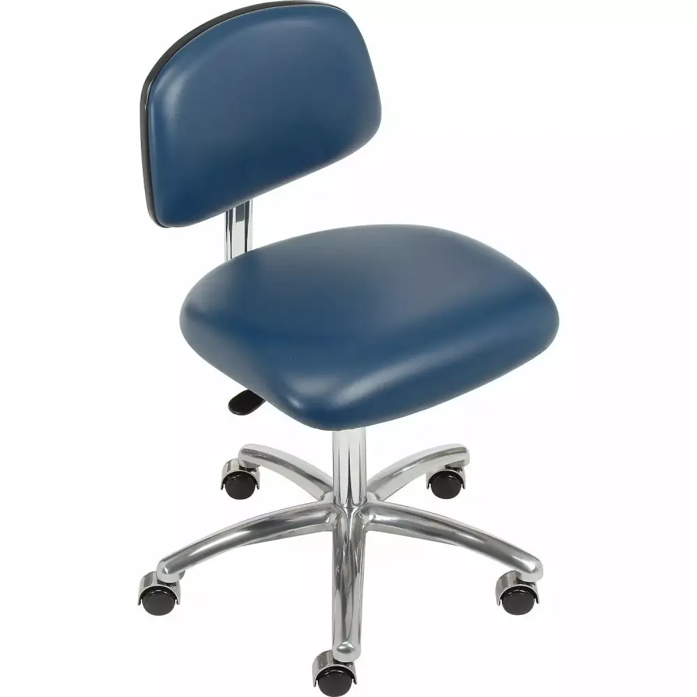 Clean Room Chair Vinyl Imperial Blue Armless Mid Back