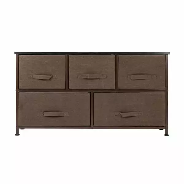 Fithood 2-Tier Wide Closet Dresser with 5 Fabric Drawers for Nursery Dorm Room Living Room