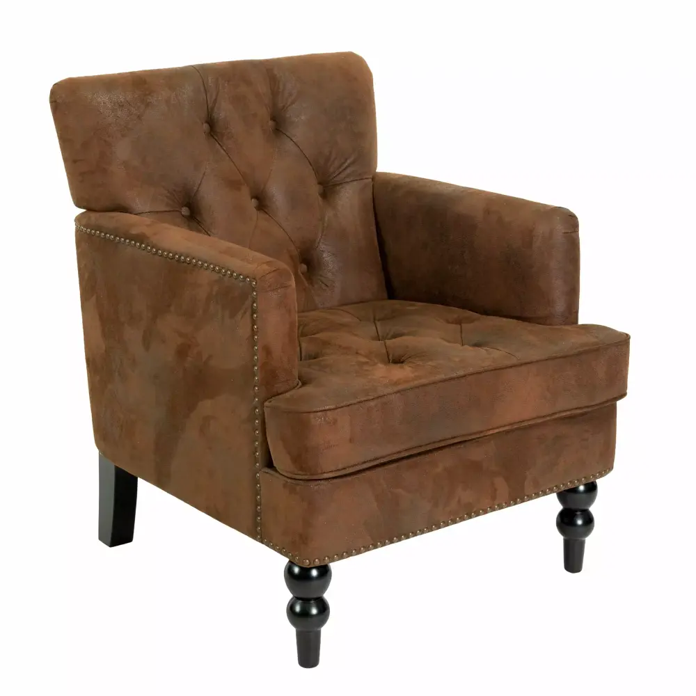 Randi Fabric Tufted Club Chair in Brown