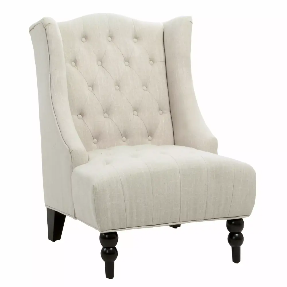 Richmond High Back Light Beige Fabric Upholstered Club Chair