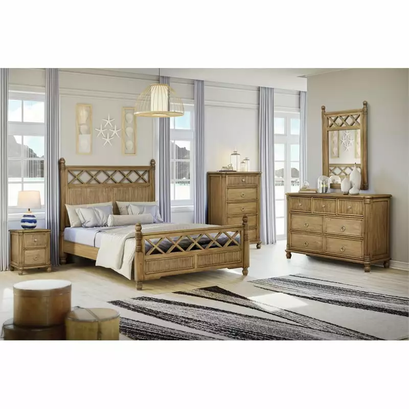 Sea Wind Florida Malibu Wood Chest with 5 Drawers in Natural Brown Coastal Dresser