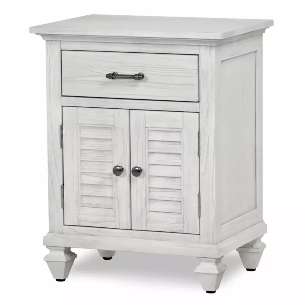 Sea Wind Florida Surfside 2-Door Wood Nightstand with Drawer in White - Coastal Bedside Table