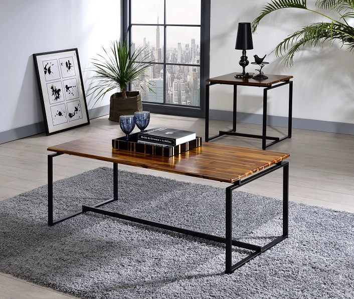 Jurgen Oak & Black 3 Piece Coffee Table and End Table Set