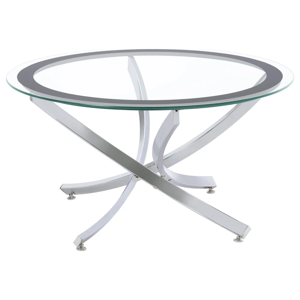 Brooke Glass Top Coffee Table in Chrome and Black