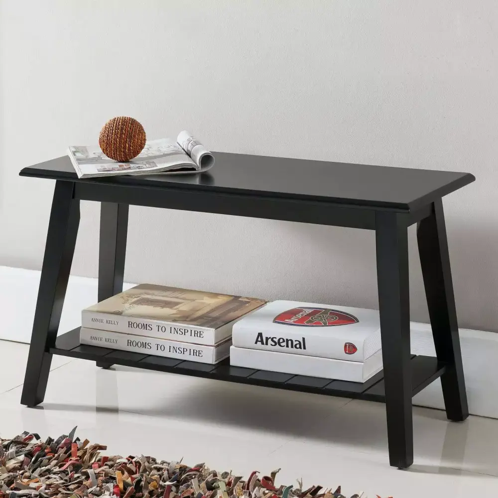 KB 18 x 30 x 12 in Storage Bench Black Compact Entryway Organizer