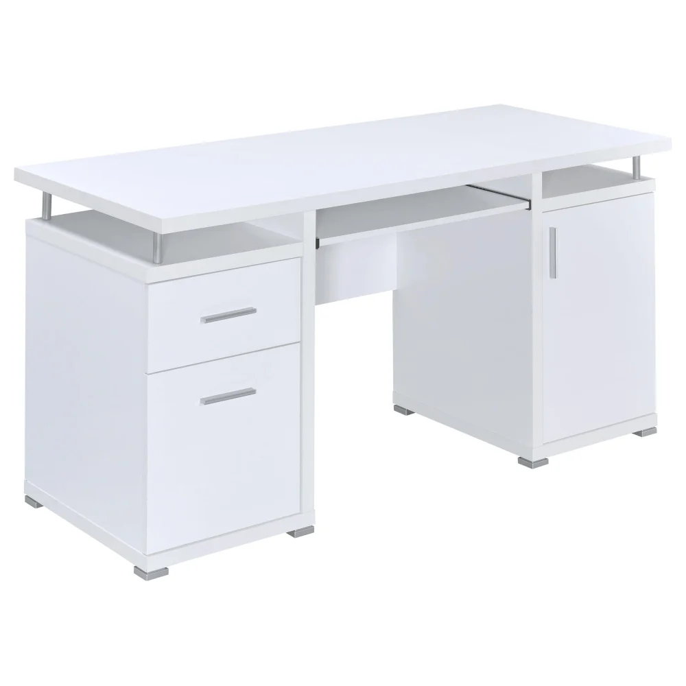 Tracy 2-drawer Computer Desk White Compact Workstation