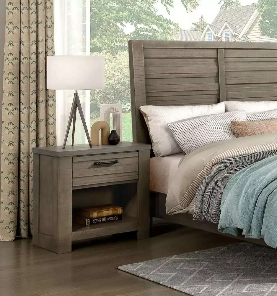 Master Bedroom King Bed Nightstand Dresser Mirror Chest 5pc Set Rustic Gray Finish Wooden Bedroom Furniture