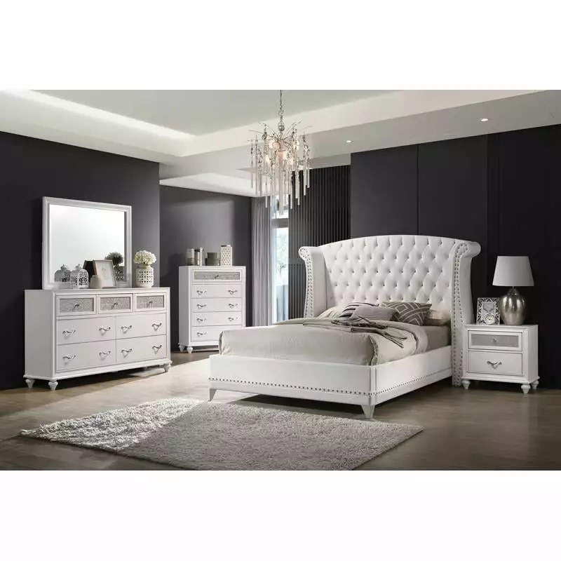 Barzini Upholstered Tufted Bedroom Set in White