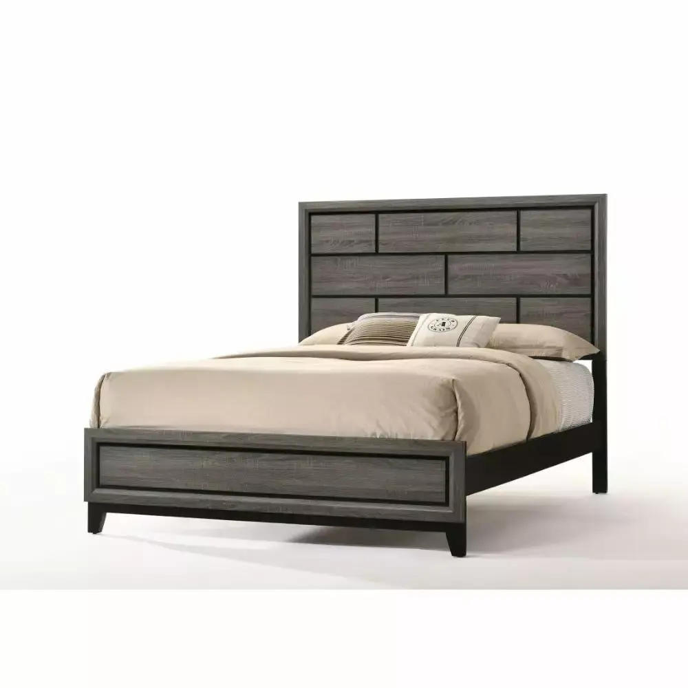 Weathered Gray Eastern King 6-Piece Bedroom Set by Acme Valdemar - Complete Bedroom Suite