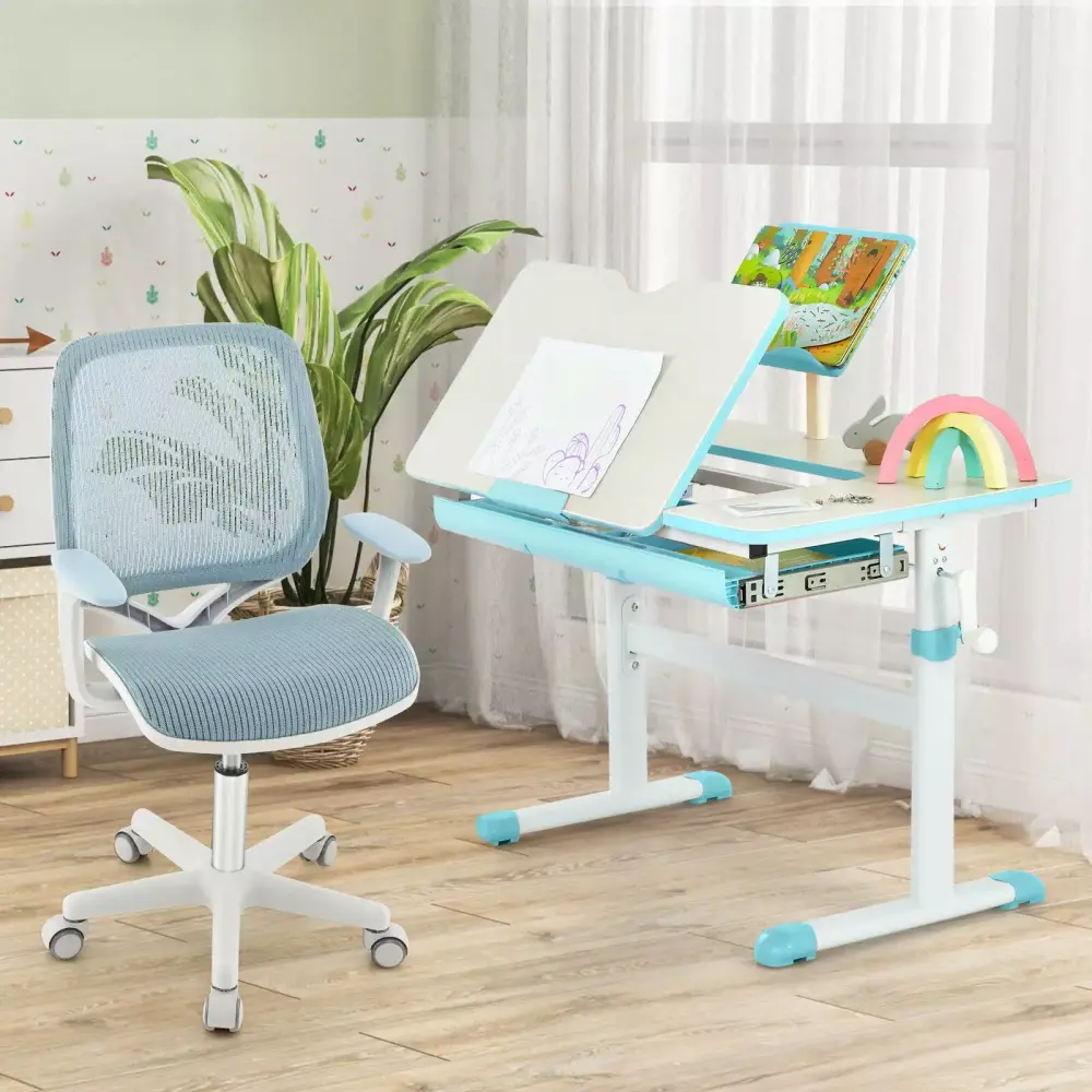 Amijoy Kids Desk Armchair Swivel Mesh Children Computer Chair Blue