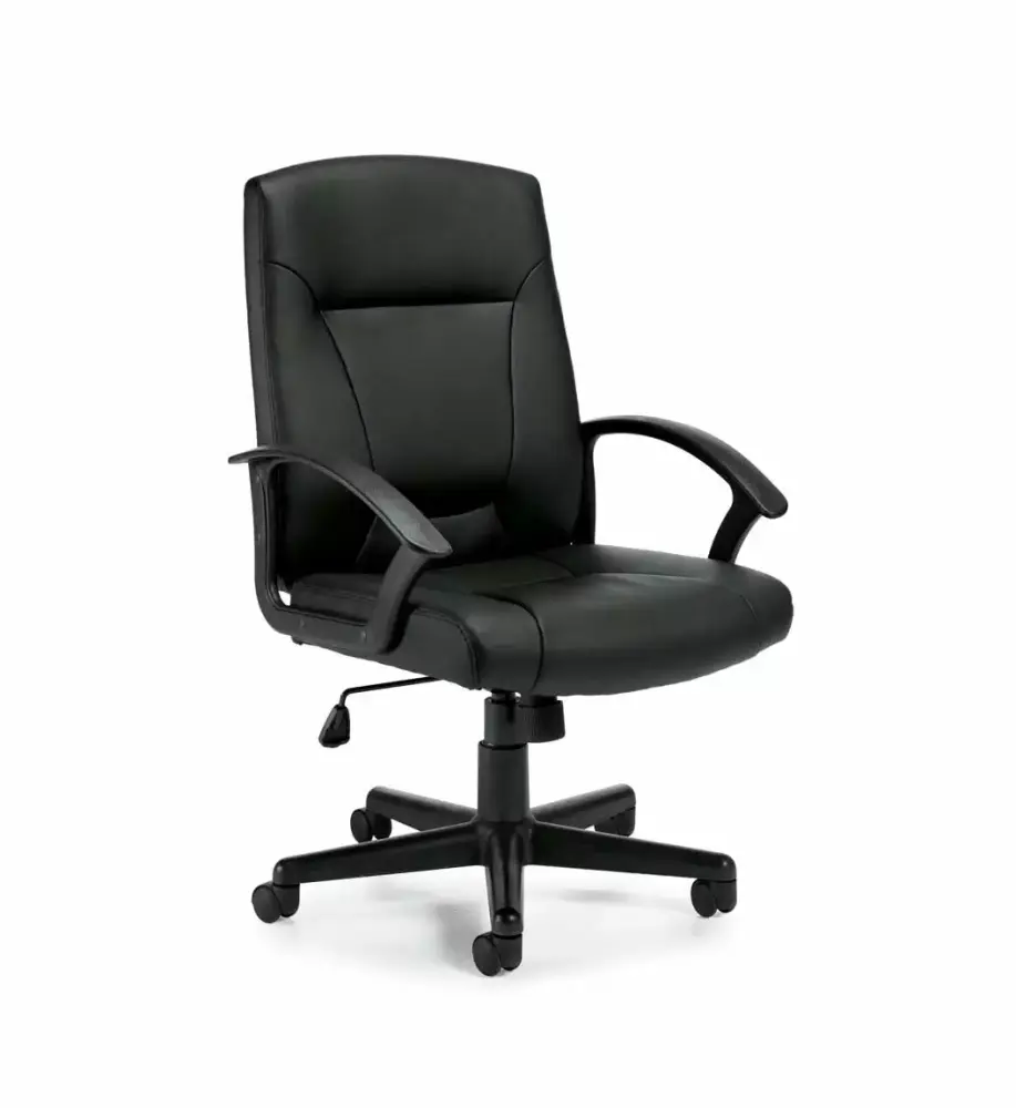 GOF Luxhide Tilter Ergonomic Office Chair Conference Room Chair Black Luxhide Upholstery Mock Leather Trim