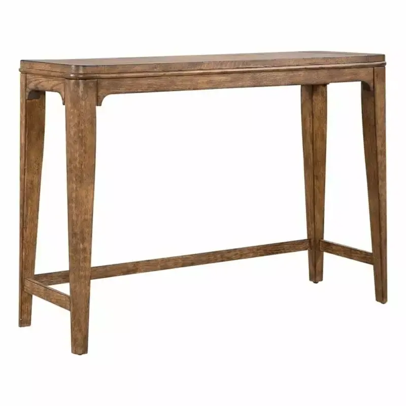 Bowery Hill Traditional Wood Console Bar Table in Brown Finish