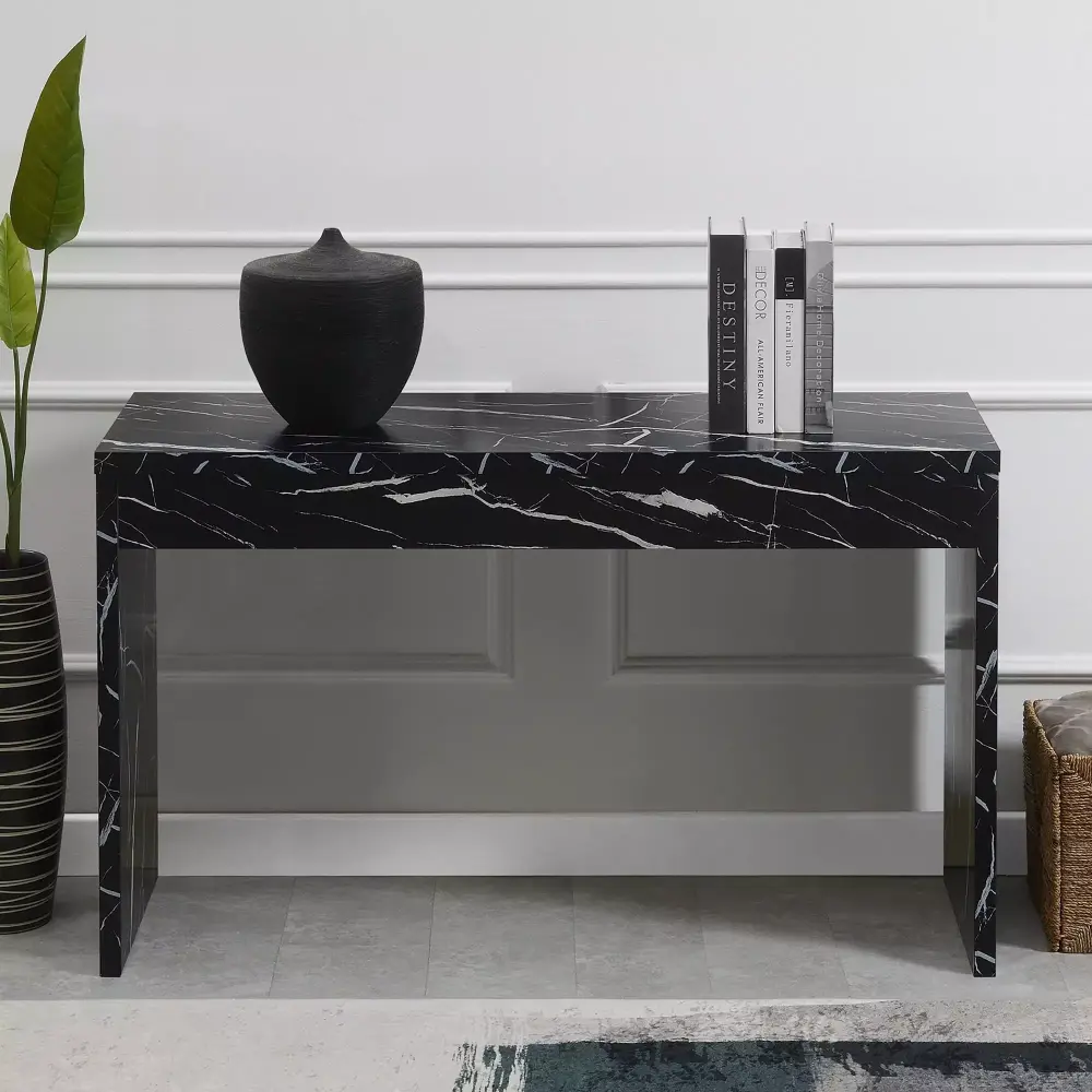 Convenience Concepts Northfield Wood Hall Console Table Desk in Black for Entryway