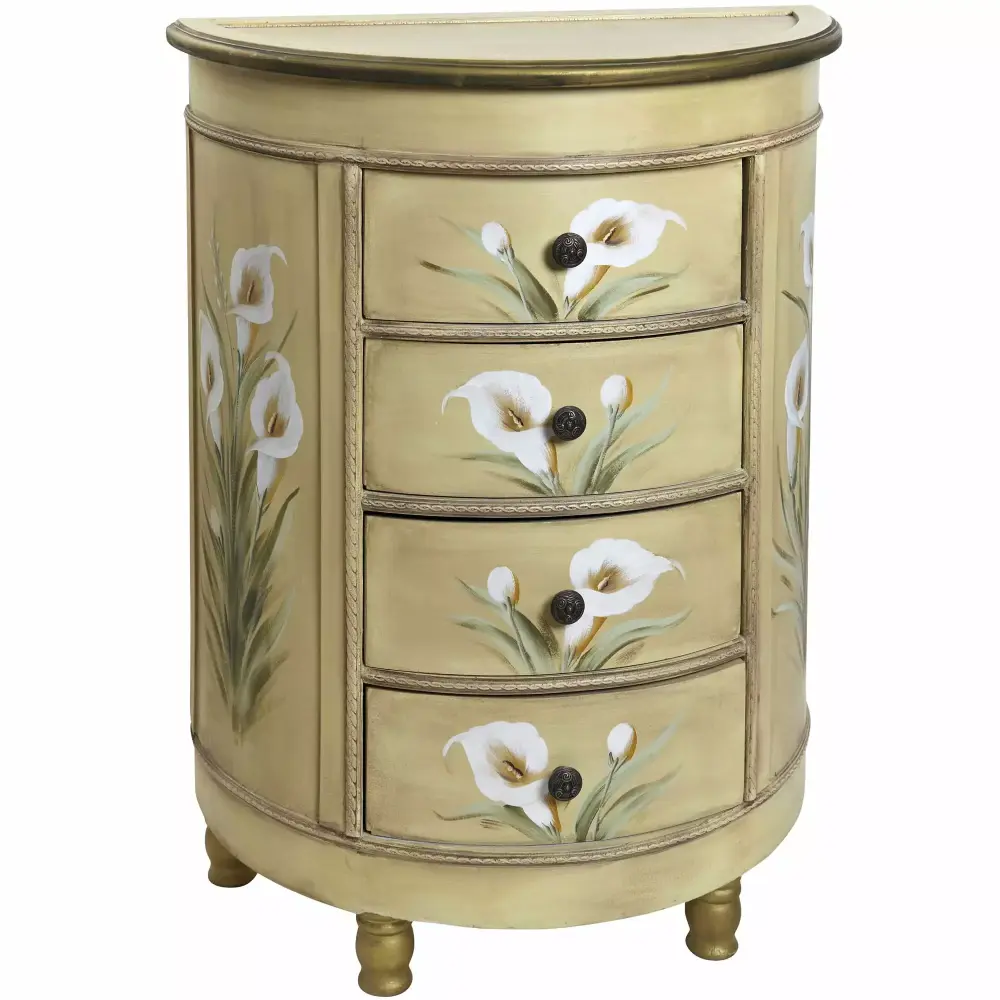 Nearly Natural Antique Accessory Table with Calla Lily Floral Art