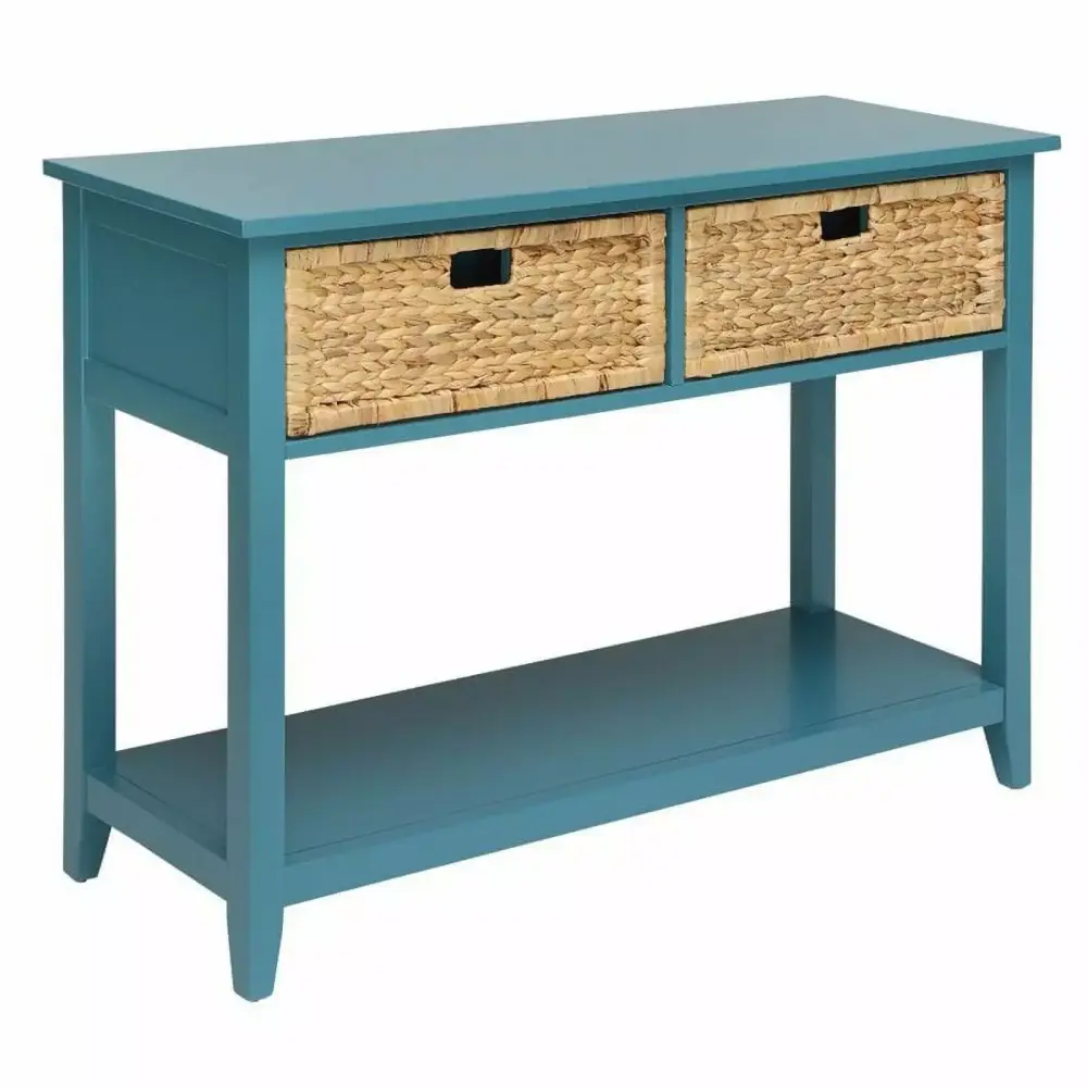 Bowery Hill Teal Console Table Modern Entryway Sofa Table for Living Room