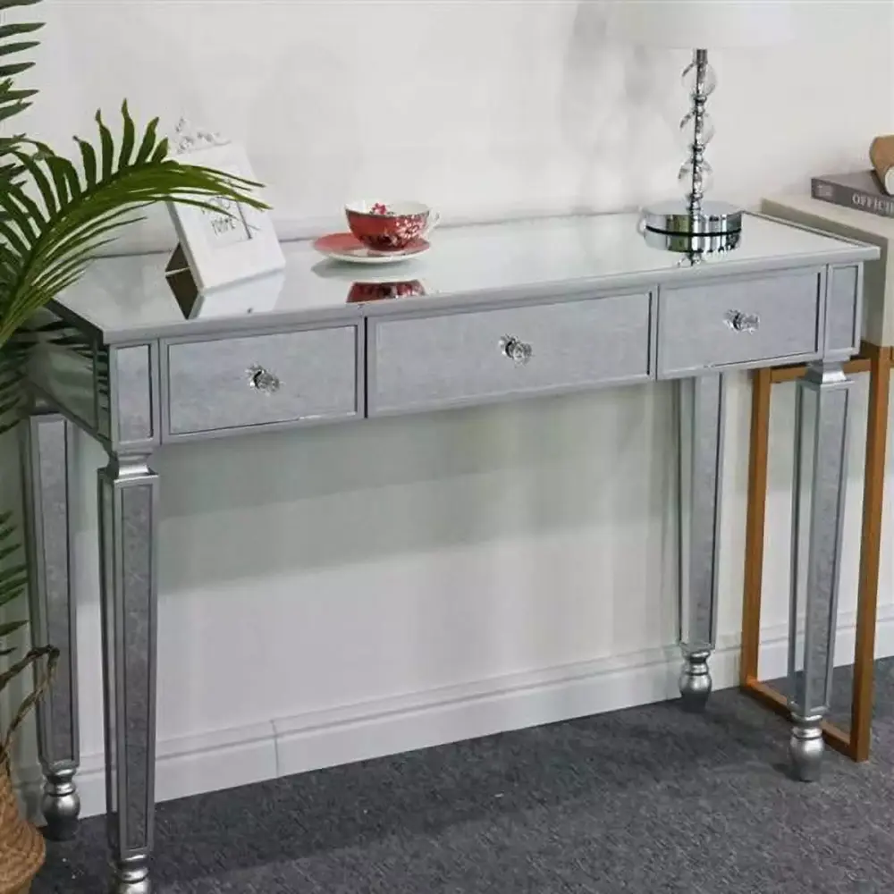 Fithood FCH Three Drawers Mirror Table Dressing Table Console Table