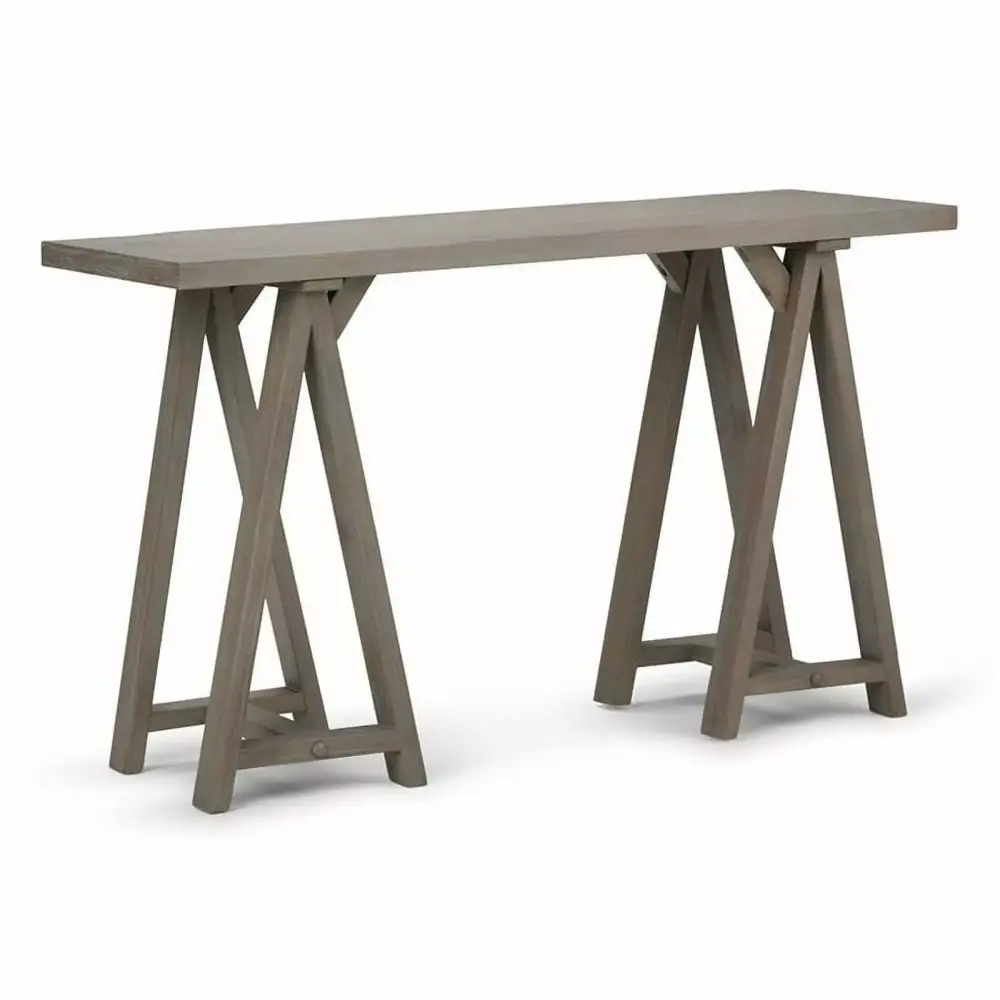 Allora Transitional Solid Wood Console Table in Distressed Gray