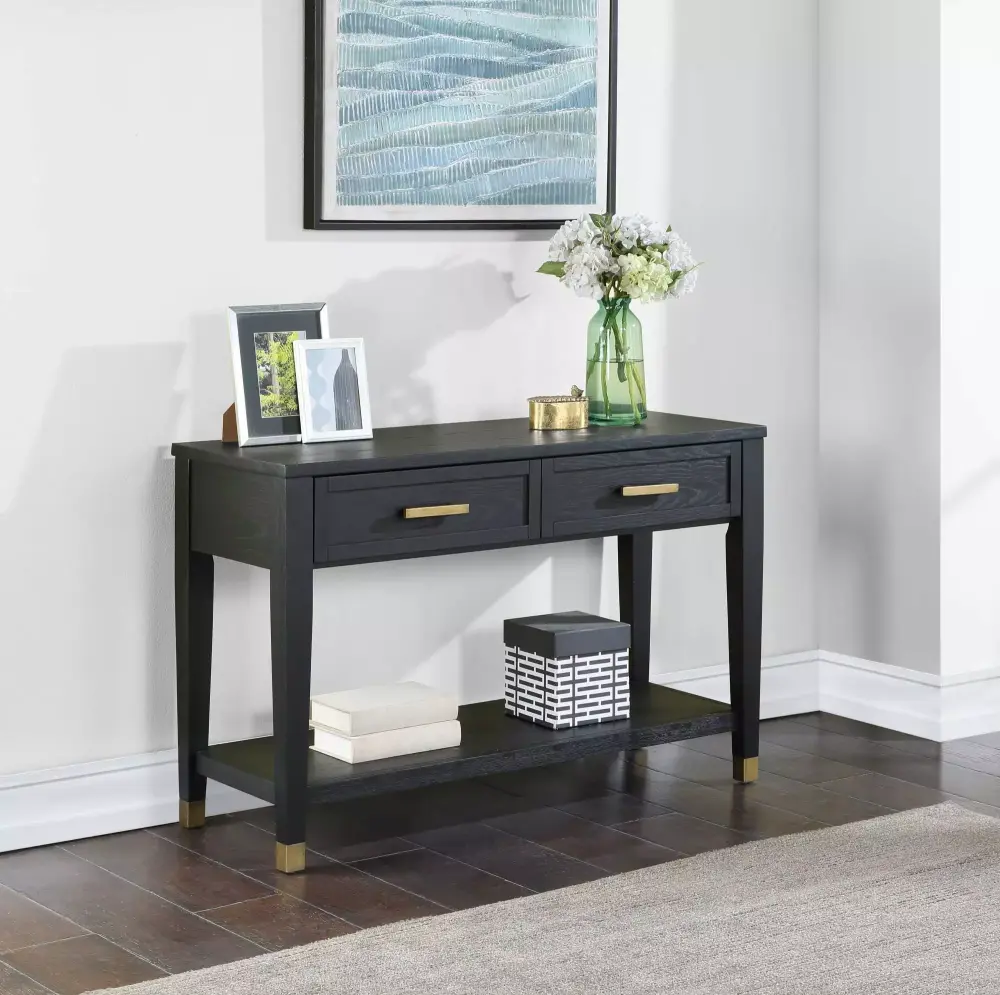 Black Sofa Table for Living Room Entryway and Hallway