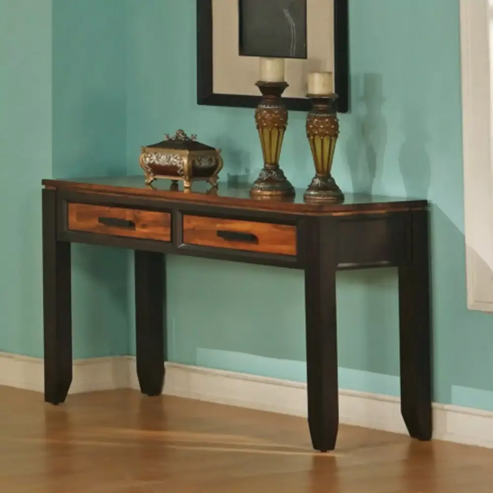 Abaco Wood Sofa Table in Two Tone Cherry Finish - Entryway Console Table
