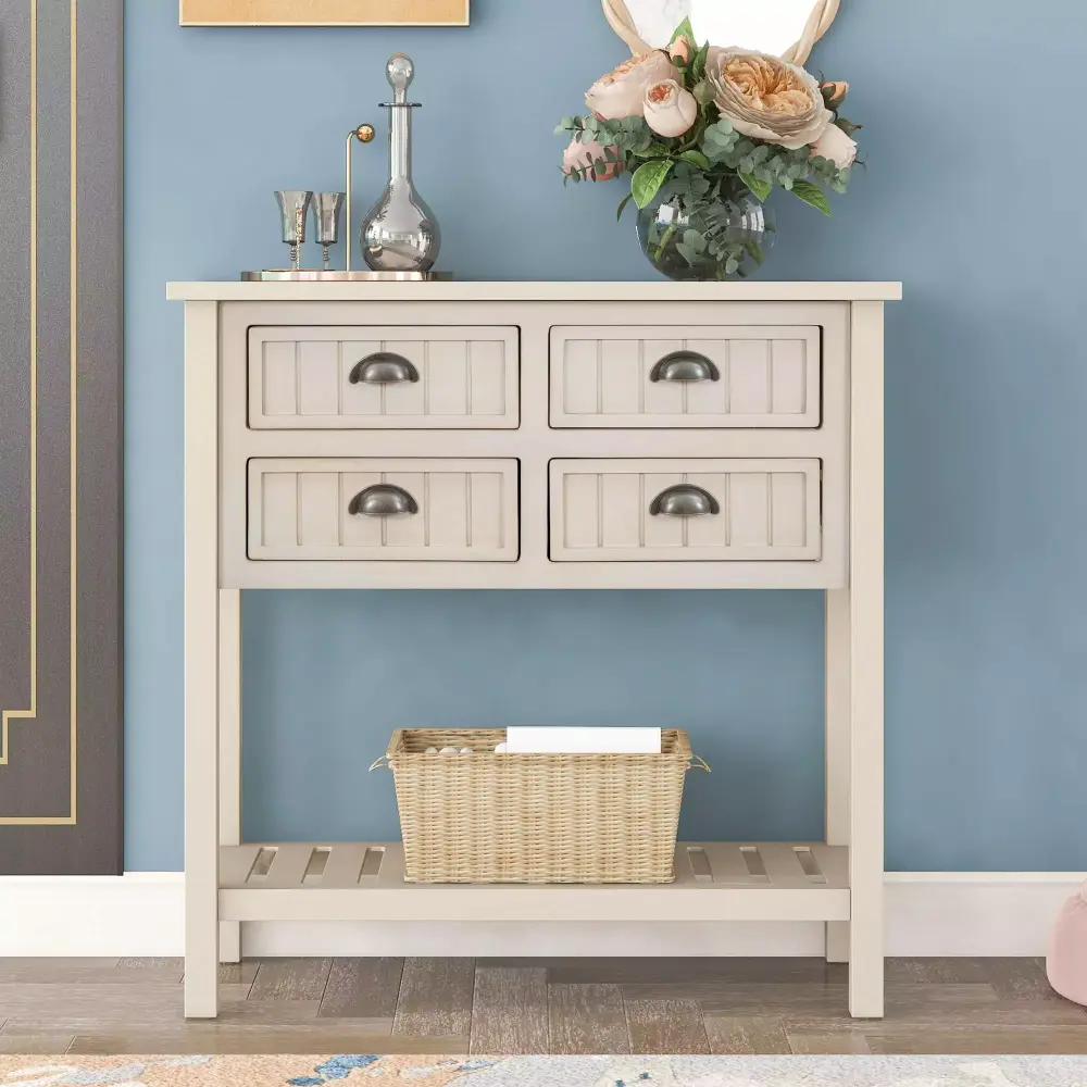 BaytoCare Cambridge Series Buffet Sideboard Console Table with Bottom Shelf in Gray