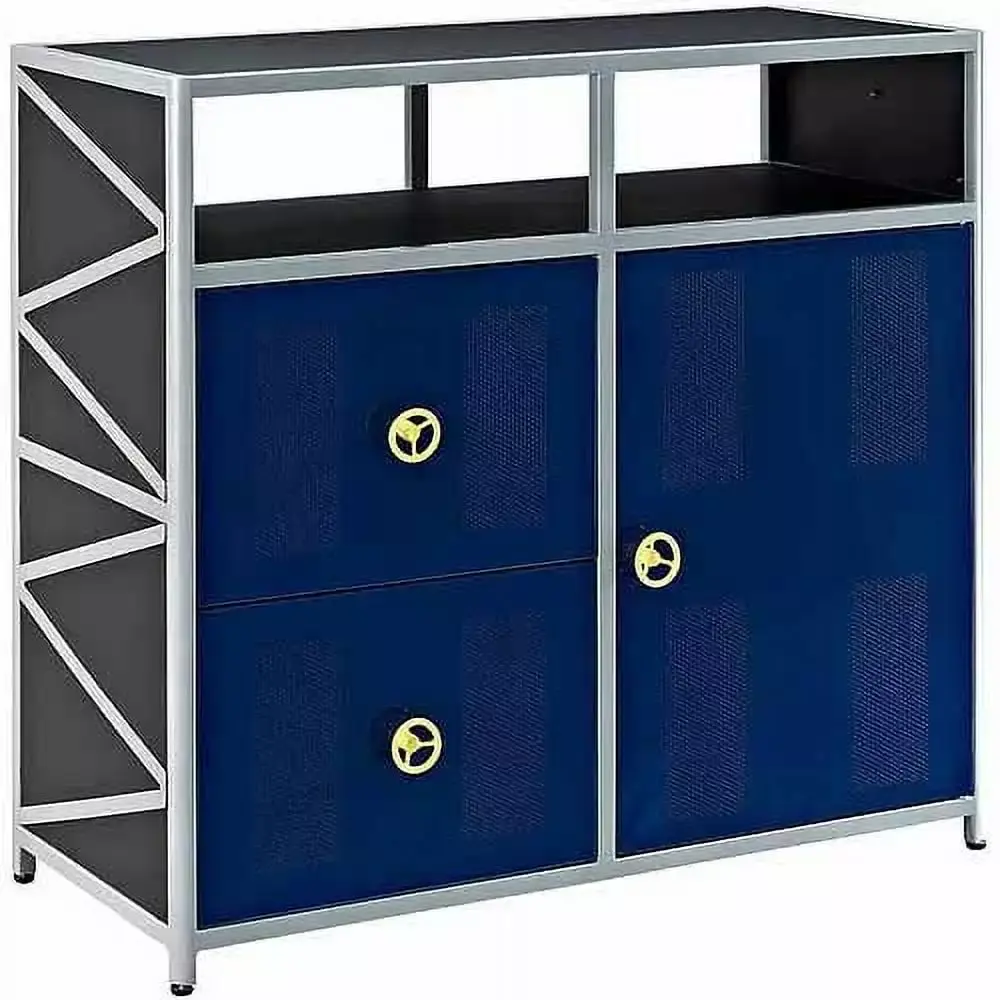 Powell Dune Buggy Children's Metal Indoor Console Table with Storage Blue