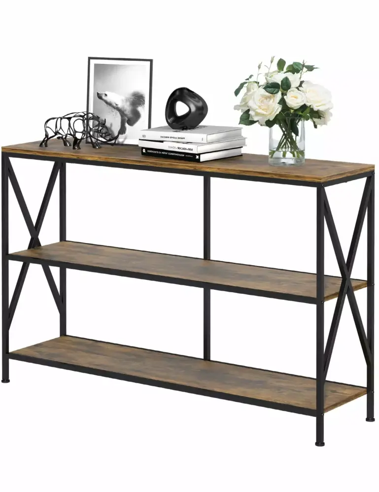 45 Inch Wood Console Table with Storage Shelves for TV up to 55 inches