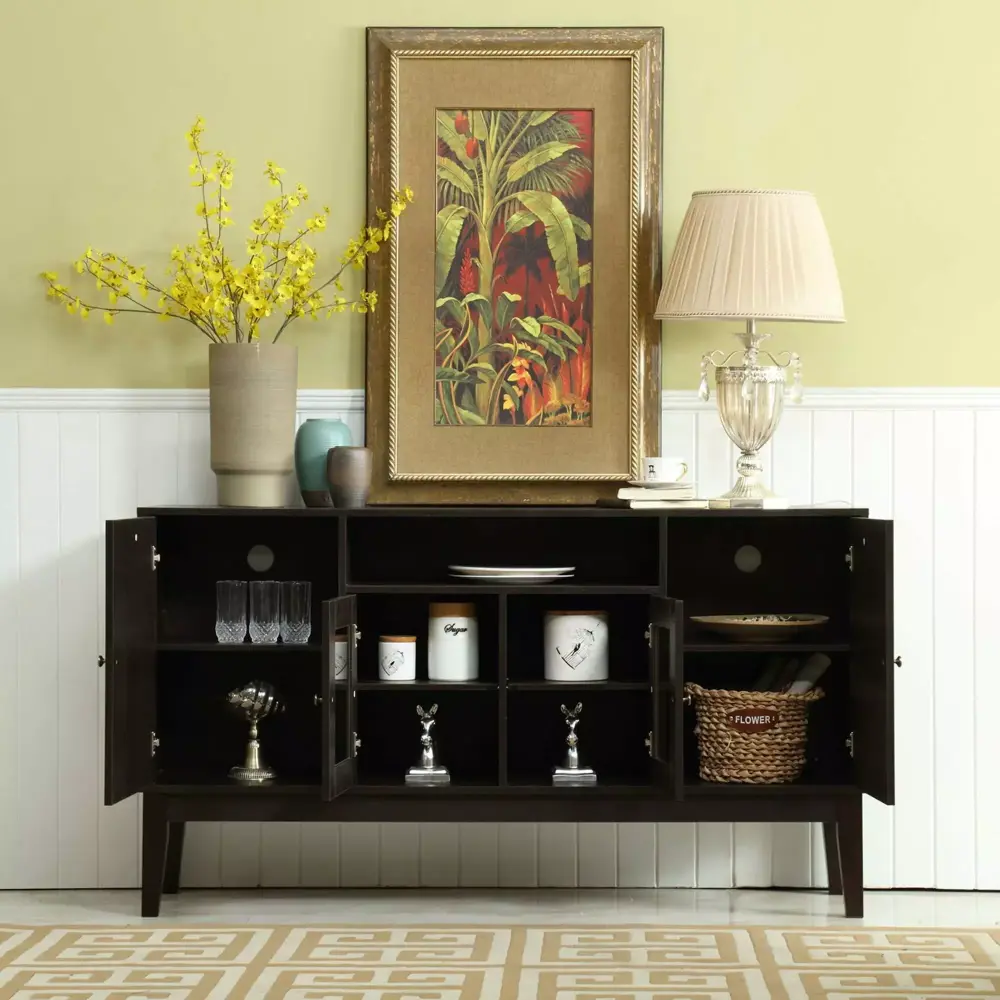 59 Wide 4-Door Buffet Cabinet TV Console Table - Multi-Functional Storage