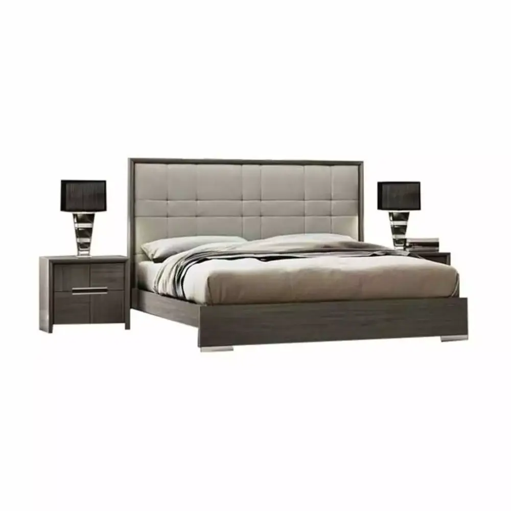Copenhagen 3-Piece Contemporary Queen Bedroom Set in Gray and Taupe