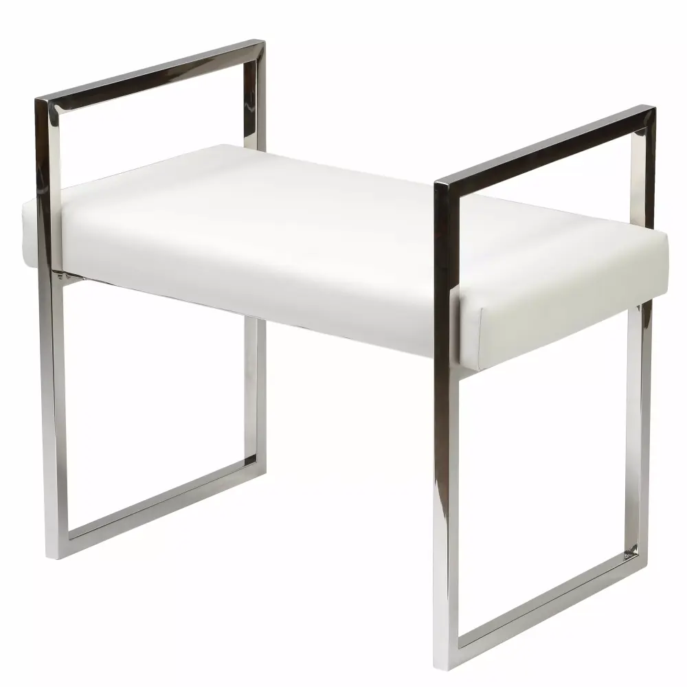 Cortesi Home Anna Contemporary Leatherette Bench White