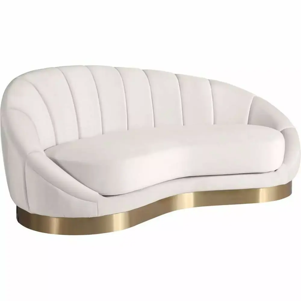 Maklaine Contemporary Upholstery Cream Velvet Chaise Lounge Chair for Living Room Bedroom