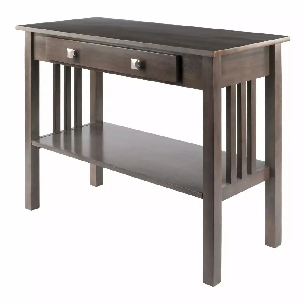 Contemporary Home Living 40 Oyster Gray and Silver Contemporary Solid Console Table