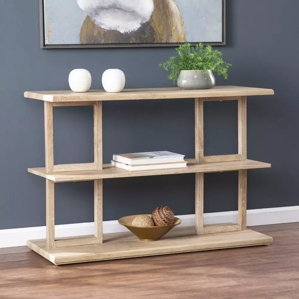 SEI Furniture Markworth Geometric Console Table in Natural Finish
