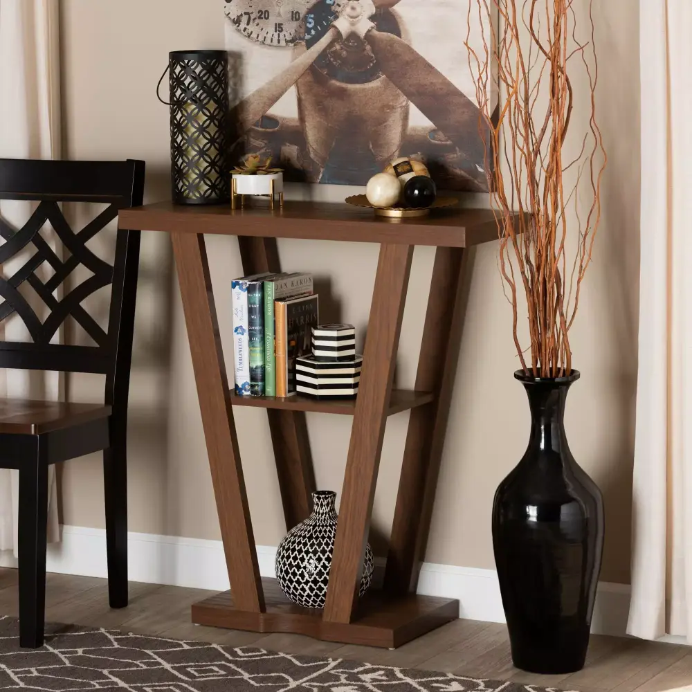 Baxton Studio Boone Modern Walnut Brown Wood Console Table