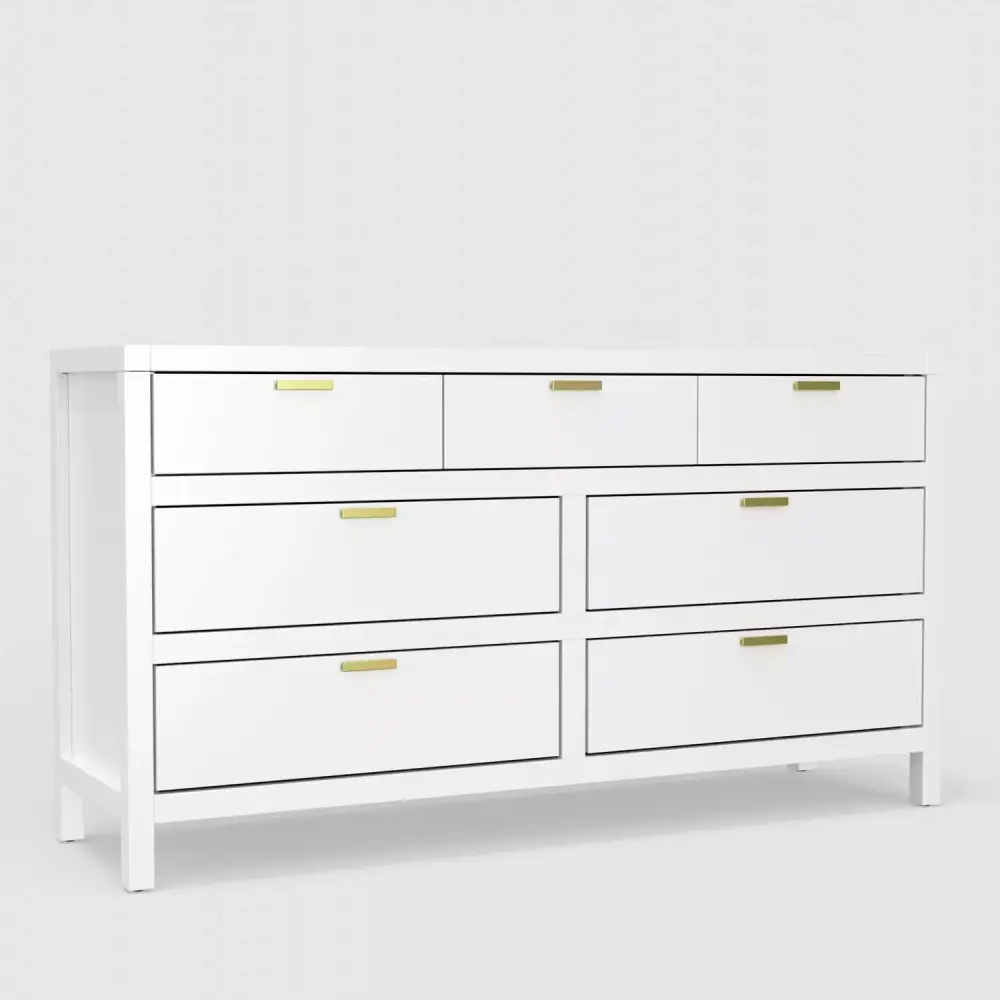 Alpine Furniture Carmel 7-Drawer Contemporary Wood Dresser in White